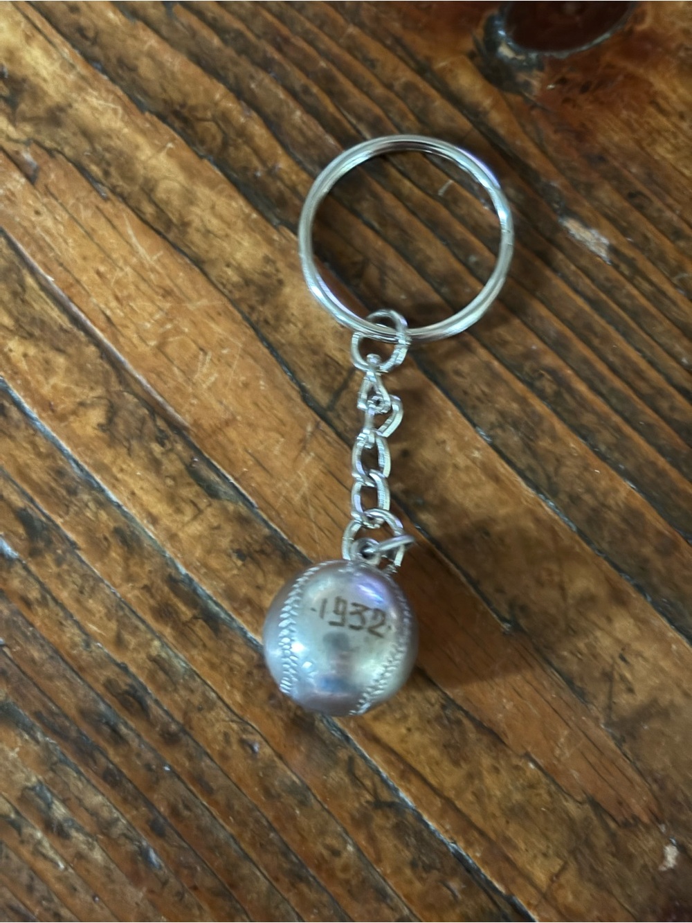 Silver Baseball Charm Keychain - Unbranded